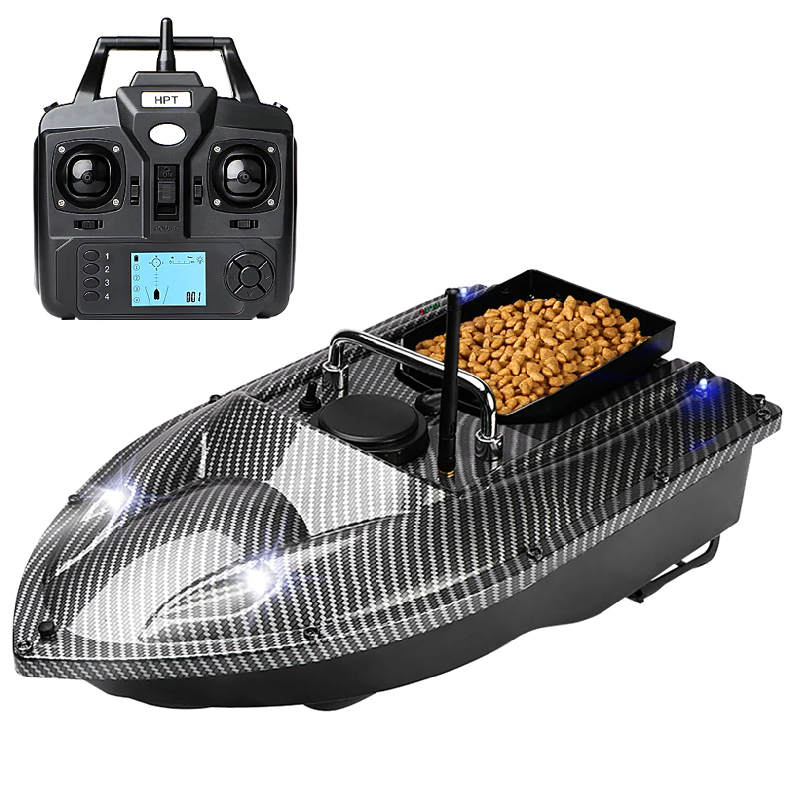 GPS RC Fishing Bait Boat Automatic 500m Remote Control Fish Finder Bait Boat up to 2.0kg Lure RC Ship with Night Light