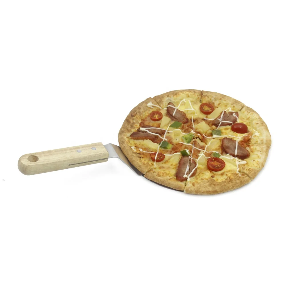 10-Inch Stainless Steel Foldable Pizza Spatula with Wood Handle Customizable Logo Box Packed Pizza Peel Tool