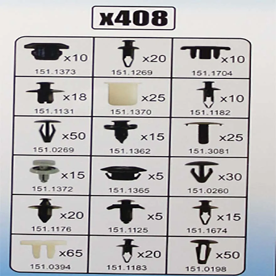 
Hot Sale 408Pc Automotive Fastener Tool Automotive Plastic Fasteners Clip 