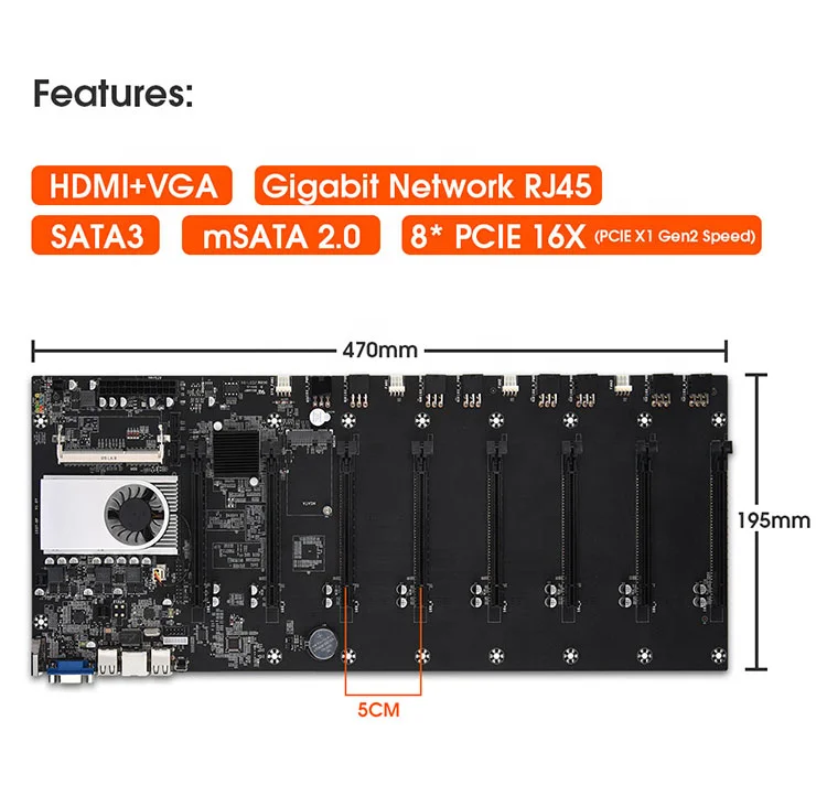 B-t37 Mdirectly Inserts 8-card Motherboard And The Slot Spacing Of
