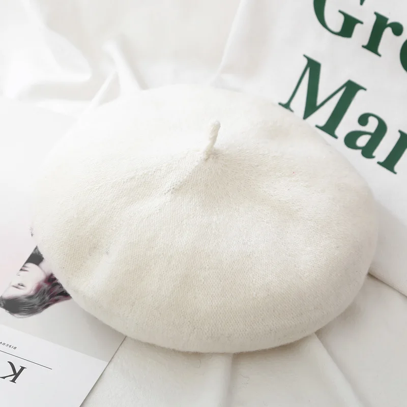 Jachon Пользовательский логотип многоцветный плоский Топ Удобная шерстяная шапочка береты для женщин