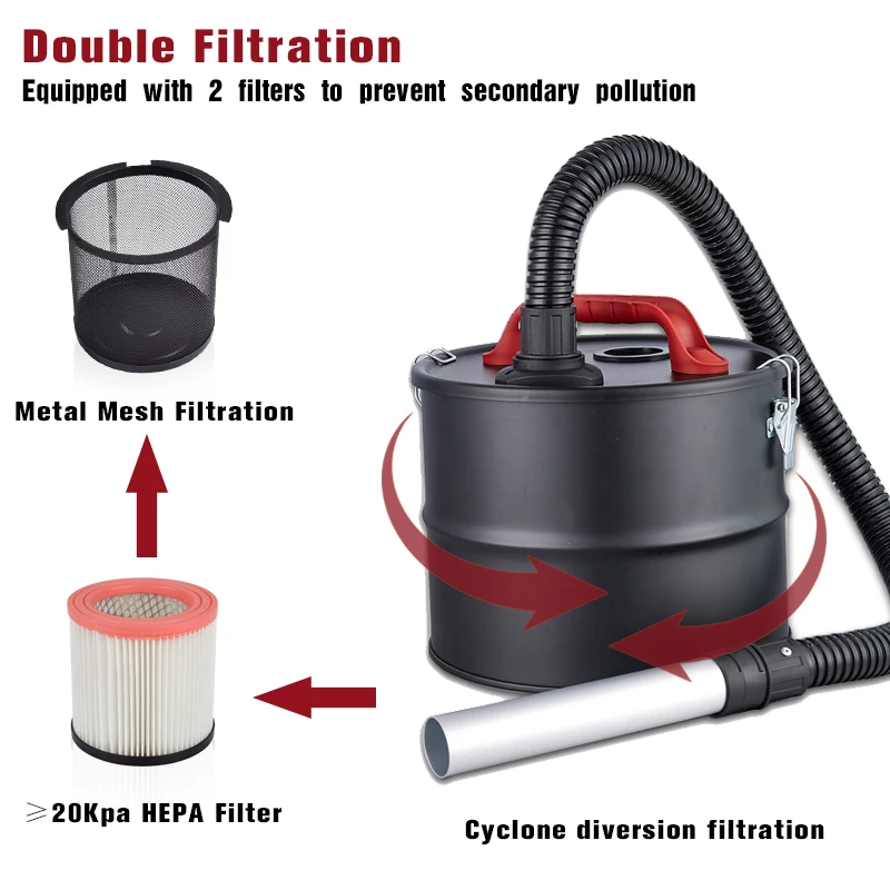JIENUO Ash Vacuum Cleaner with Fire - retardant filter system with High efficiency filter bag For warm ash using JN015-15L
