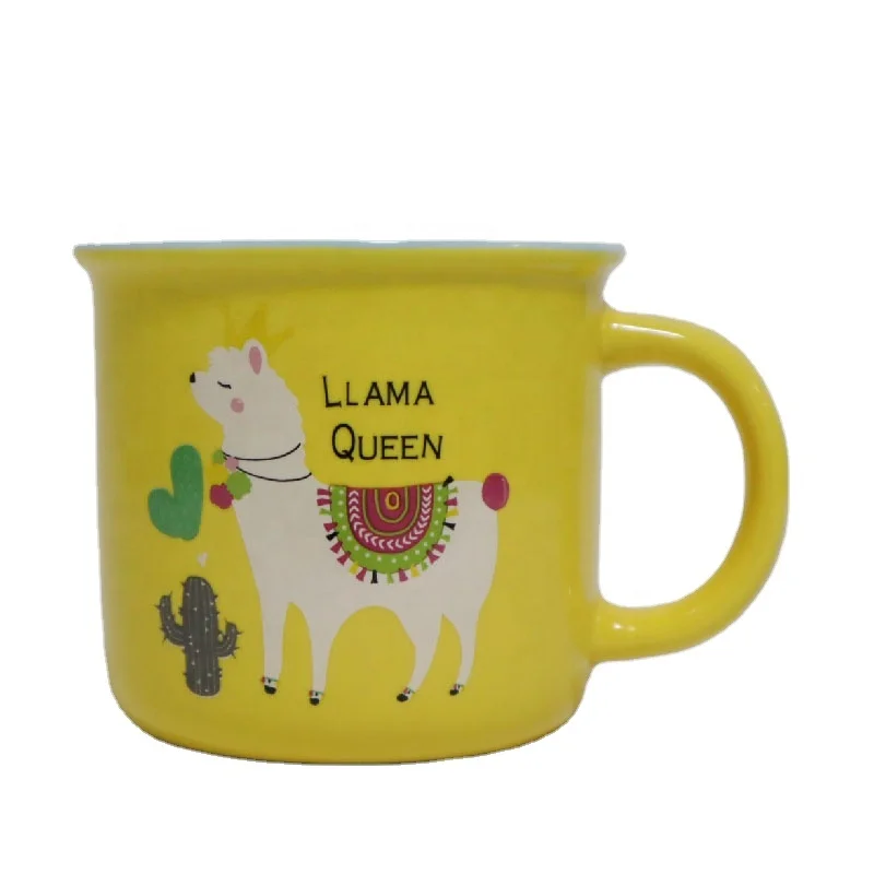 
Custom Logo Printing Enamel Color Glaze Mug, Enamel Camping Yellow Mug Print Decal Wholesale Enamel Coffee Mug 