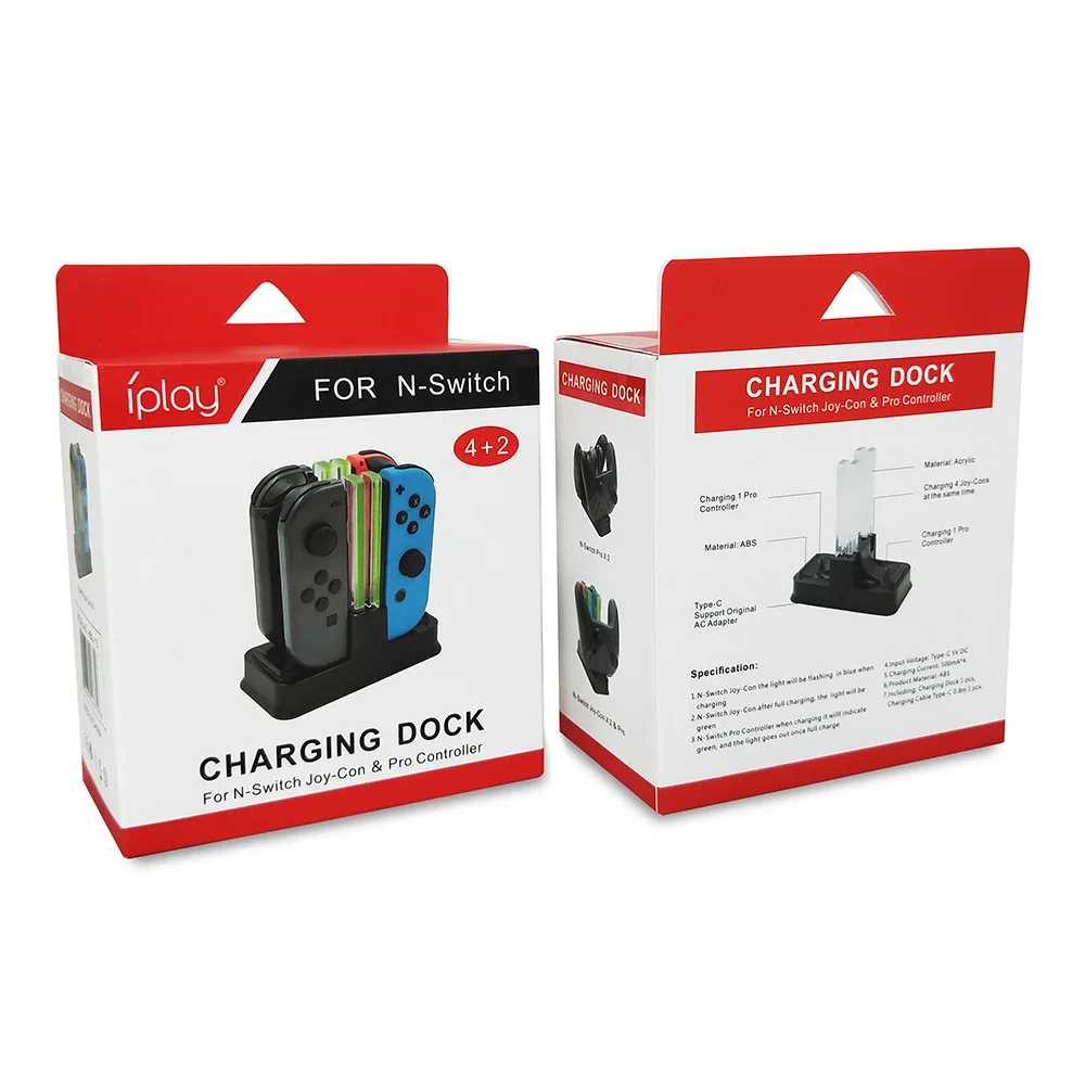 HBS-115 Colorful Four-charger For Switch Pro Controller Charging Dock NS Charger Station Base