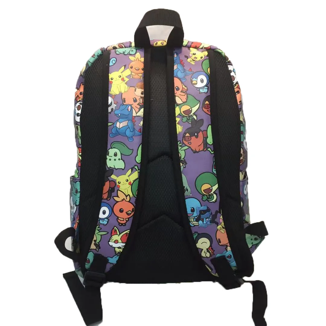 Pokemones Schoolbags Pocket Monsters Characters PU Leather Backpack Eevee Cartoon Backpacks for Students Kids Adults