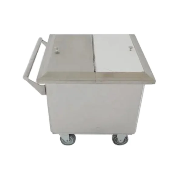 JINGJIANG- 200L skip car trolley lifting machine Stainless Steel Meat trolley Cart buggy meat drum trolley for dumper