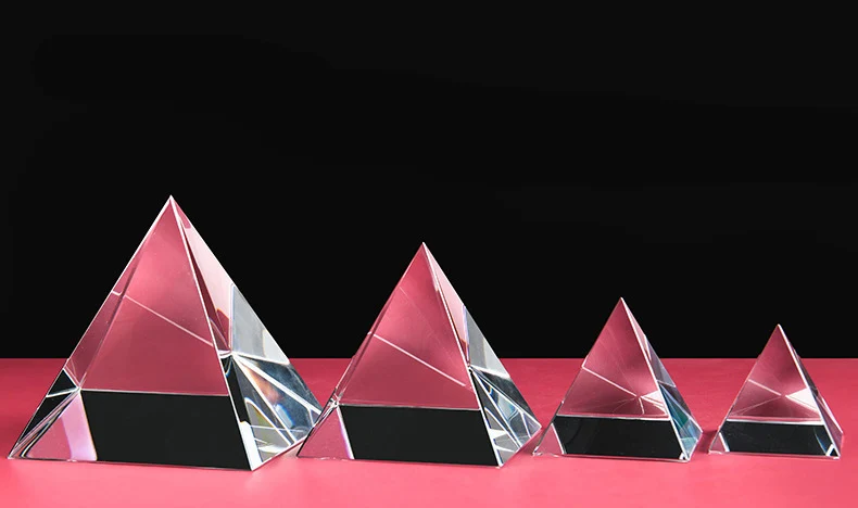 Custom K9 Crystal Pyramid Paperweight 40mm 50mm 60mm Clear Glass Pyramid Paper weight Custom Logo Desktop Ornament