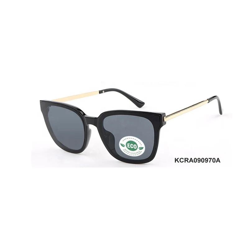2022 Transparent Clear Crystal Color Frame with metal temples polarized recycled material natural Sunglasses