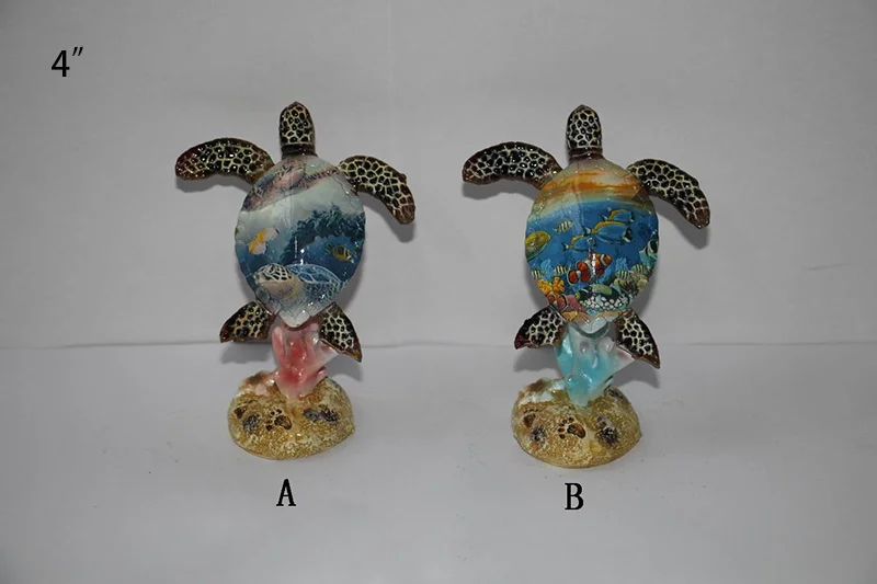 Hot sale sea turtle shape design polyresin figurines with coral and starfish Resin Craft for Home Decoration