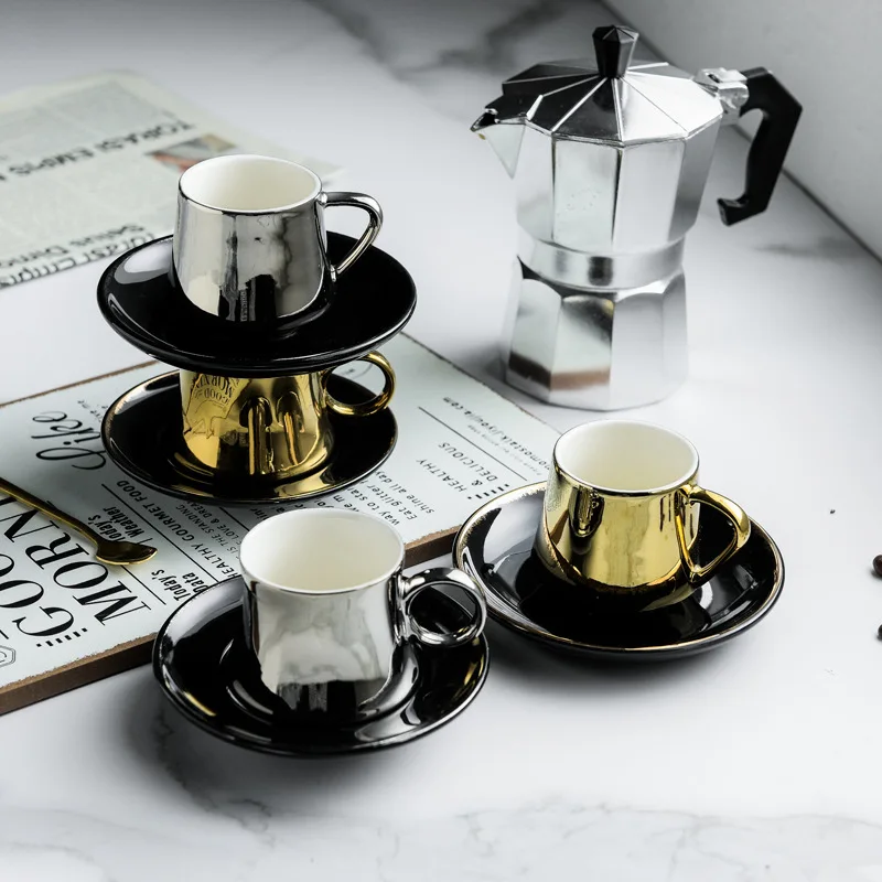 12pcs Silver Golden Pattern Arabic Tea Coffee Cups Islamic Wedding Favors Gift Set