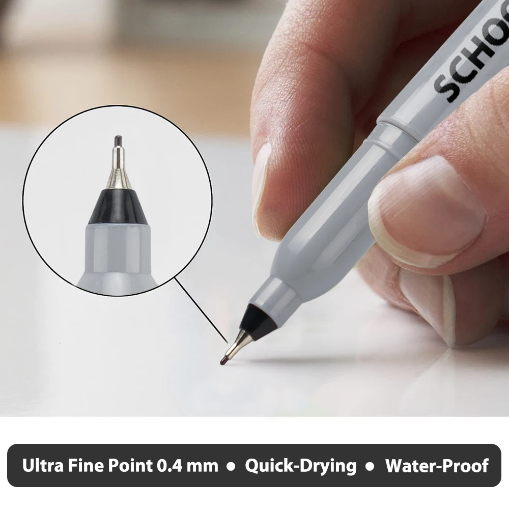 0.4mm Black Ultra Fine Point Permanent Markers, Felt Tip Pens Works on Plastic, Wood, Stone, Metal and Glass