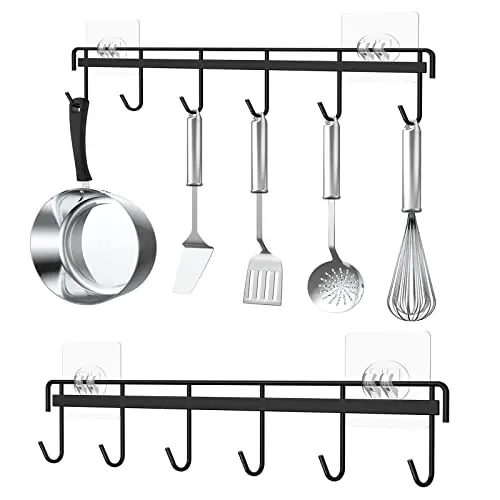 Rail 2 Hanging Rack Wall Mounted Rail Utensil Hanger Holder for Kitchen Spoons Coffee Mug Cups