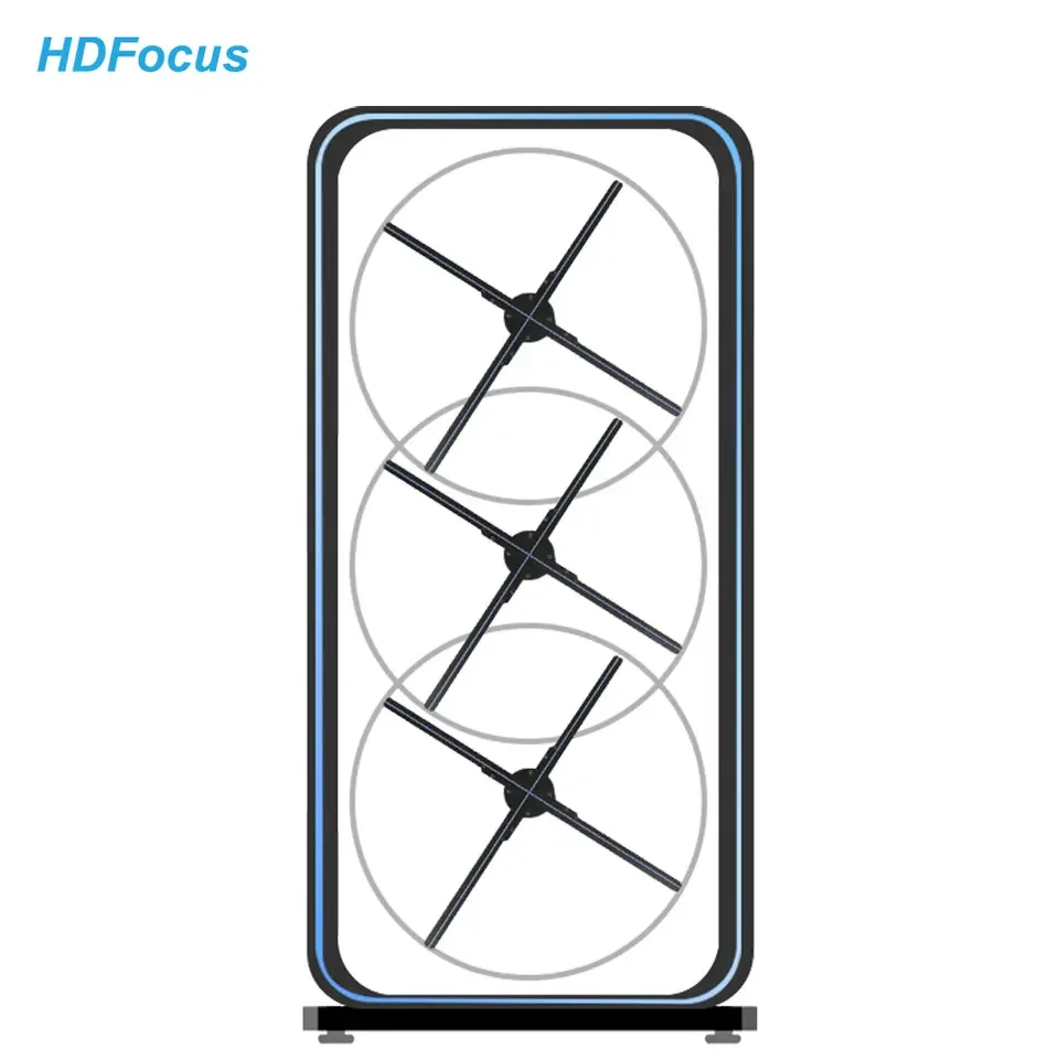 Custom Hologram Fan 1X3 65Cm Splicing Cabinet Hologram Advertising Fan Led Fan 3D Hologram Display 3D Holographic Projector