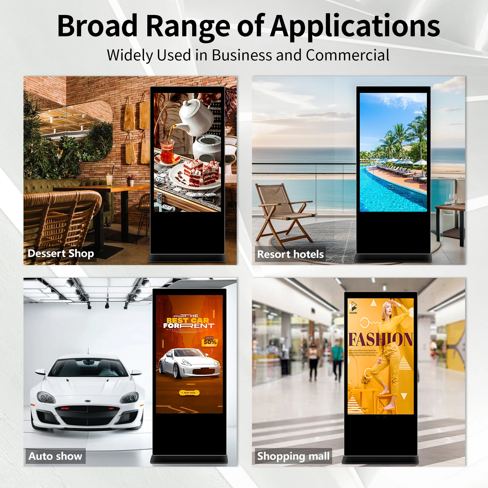 Dynamic 32 43 55 65 Inch Indoor Digital Signage 2K LCD Totem Touch Screen Robust Design for Public Spaces and Retail