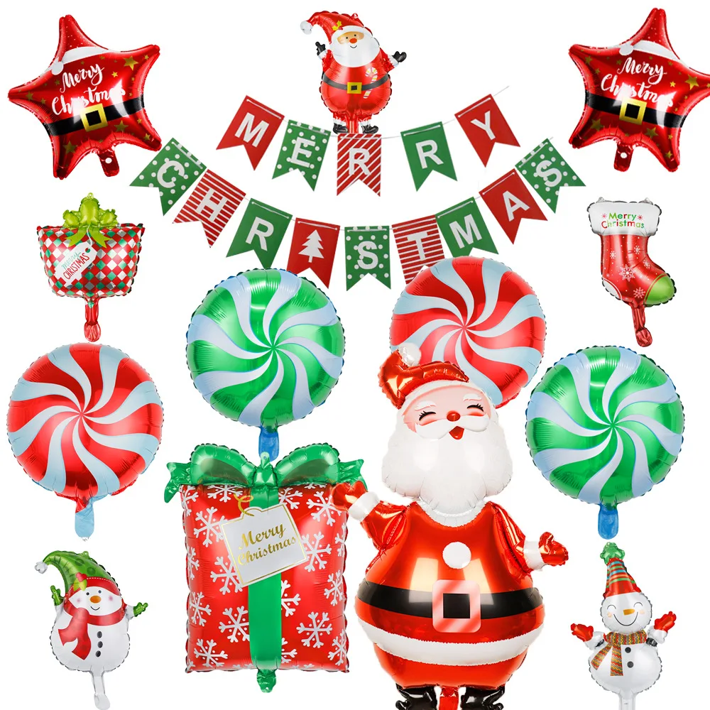 Wholesale New Style Christmas themed Foil Balloon Santa Claus Snowflakes Balloon Christmas Party Decoration