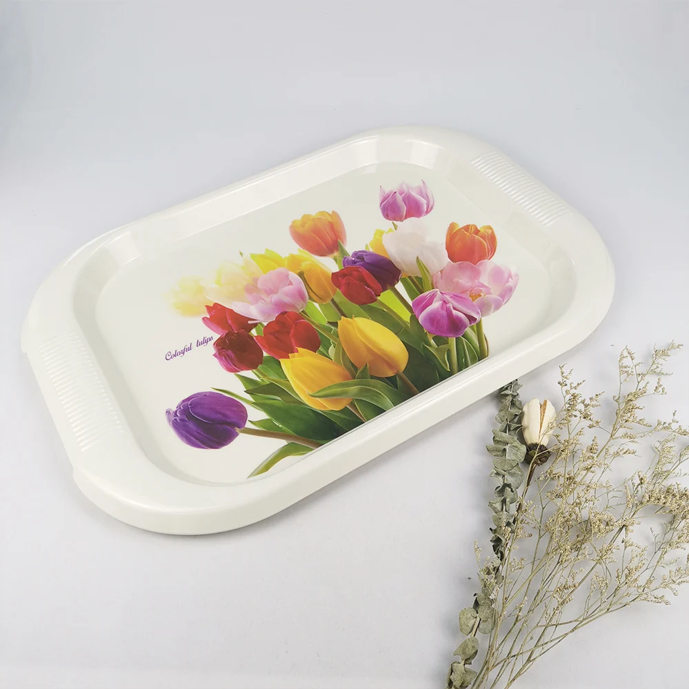 Dining Table Top & Bar Serveware 46cm extra large Melamine Service Trays with integrated Handles