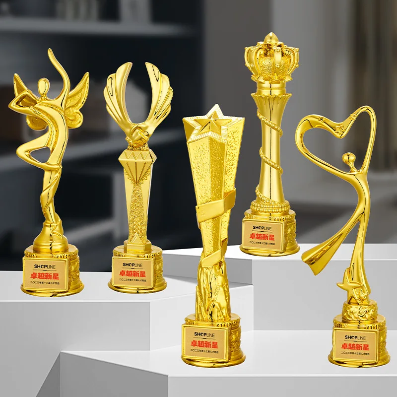 Yiwu Collection professional trophy award with gold supplier with trophies gold trophy award with gold