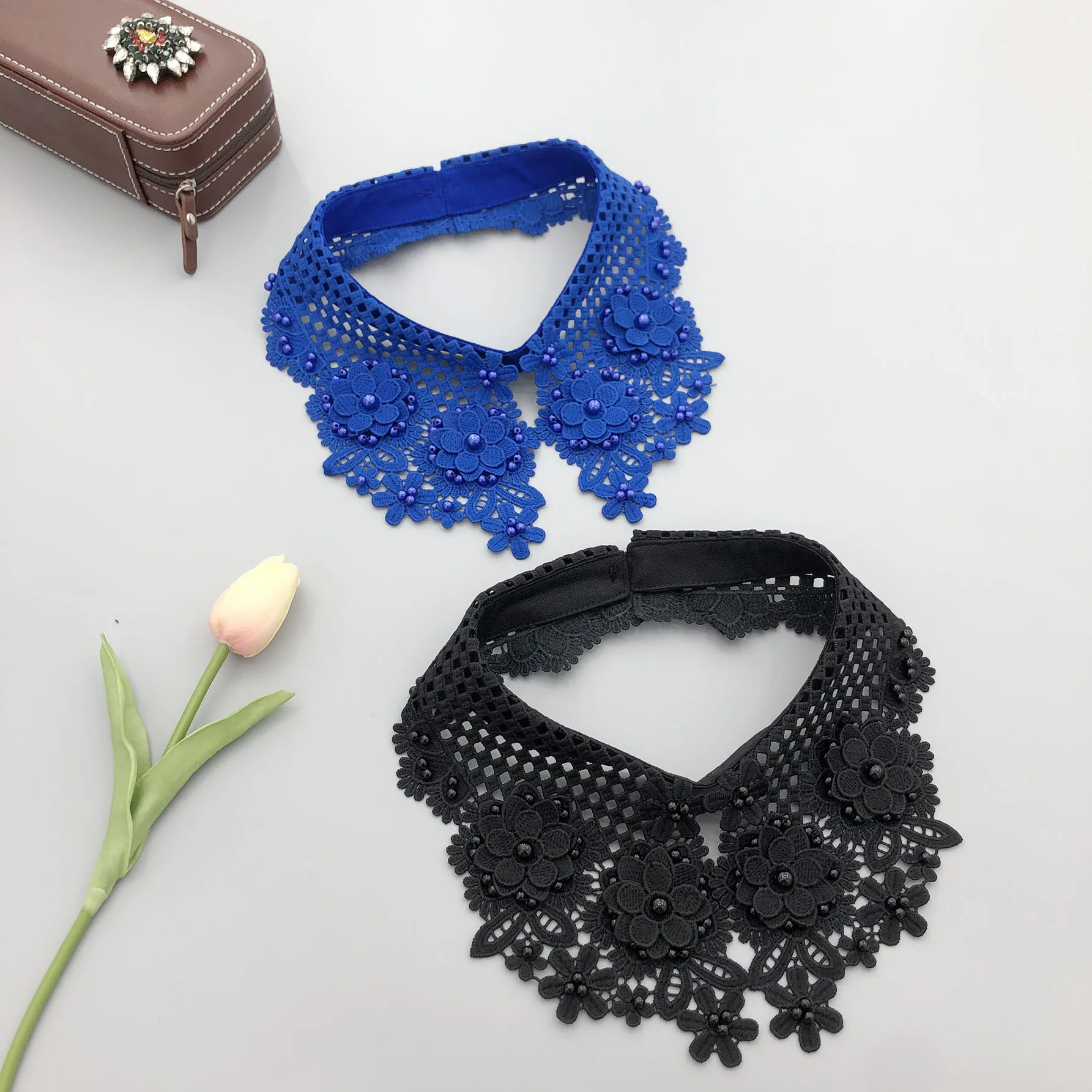 Hot Selling Openwork Embroidery Design Detachable Embroidery Shirt Fake Collar