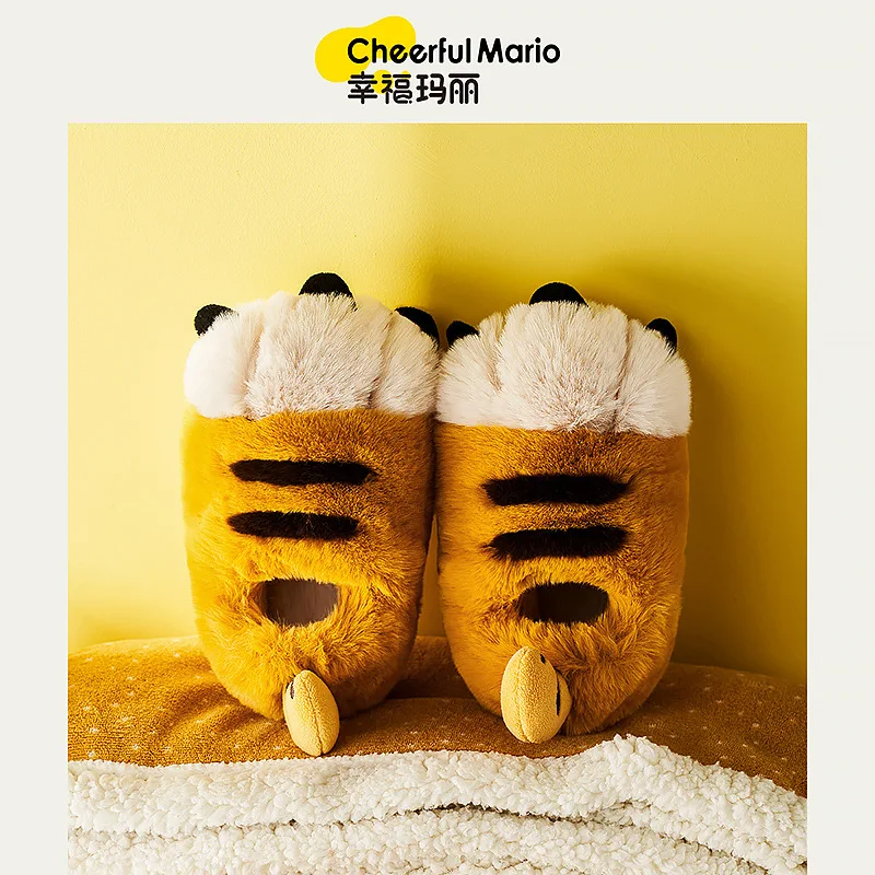 Cheerful Mario Wholesale 2022New Children Slippers for Boys Girls Kids Cute Winter Warm Slides Indoor Soft Tiger Baby Shoes