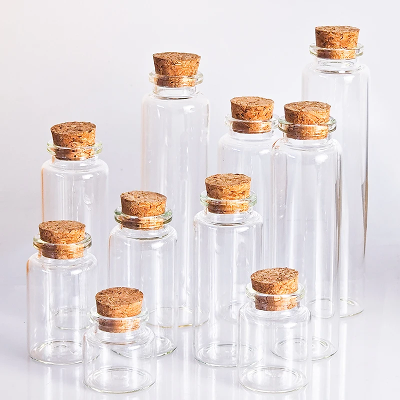 30mm Diameter mini clear glass wishing/small drift bottle/vials cork lid for gift tube corked jars supplier
