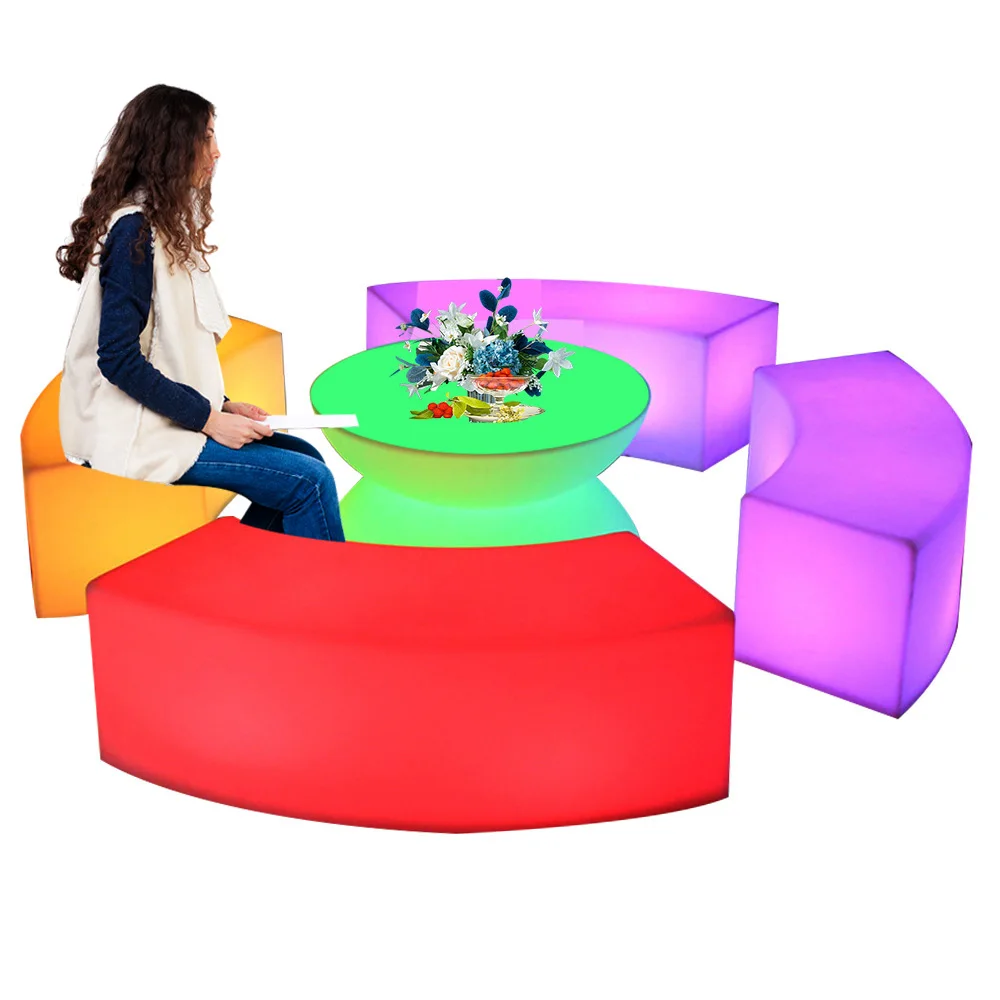 restaurant led single sofa chair outdoor indoor restaurant plastic furniture led lighted bar table and chair sofa sets for event