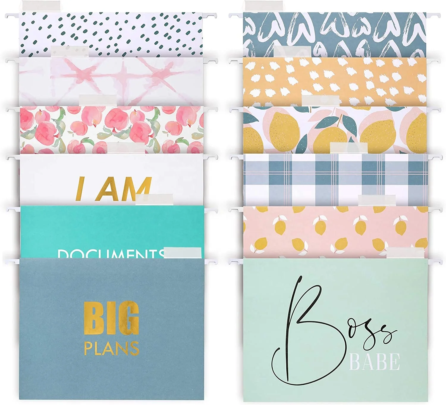 Decorative Hanging File Folders 12 Letter Size Reinforced Colored Hang Folder Cut Adjustable Tabs Cute Designs