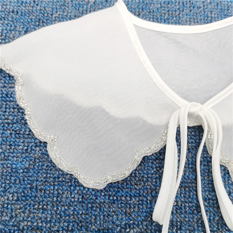 Factory custom collar wavy edge decorative Lace women white false collar detachable