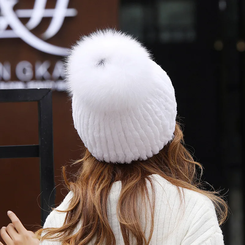 winter beret hat for women knitted hat rabbit fur be  fur hats bucket  fur winter fox  women Gaoding  Rex rabbit hair Plush