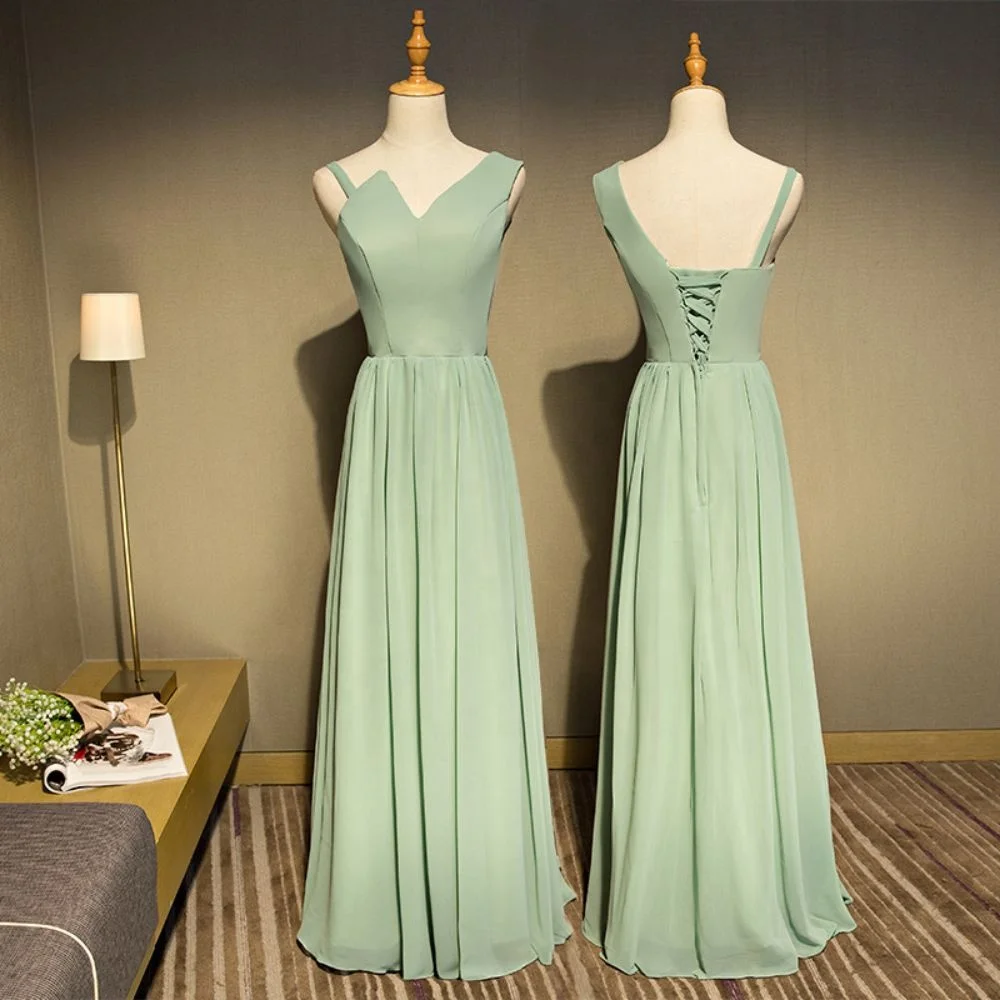 Light Green Elegant Dress Women Wedding Party Long Bridesmaid Dresses Plus Size Chiffon Custom Made Bridesmaids Dresses 2022