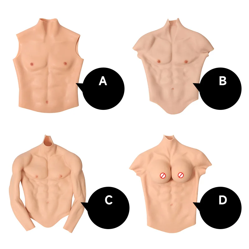 2024 Upgraded Silicone Artificial Abdominal Muscles Vest Suit Strong Silicone Arm and Chest Rubber Muscle Suit for Masquerade