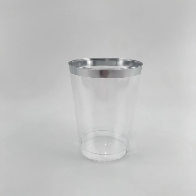 High Quality Dinnerware Sets Sliver Wholesale Plastic Silverware Classic Double Rim Wedding Party  Plastic Tableware Plates Sets