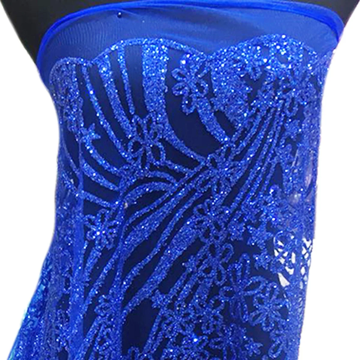 Лидер продаж, блестящая ярко-синяя элегантная полосатая сетчатая кружевная ткань с блестками, французское, шампанское блестящее вечернее платье для девочек, сетчатый тюль