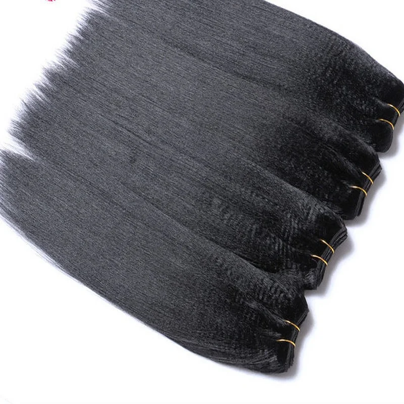 Wholesale Virgin Yaki 10a Grade Raw Yaki Human Hair Cuticle Aligned Tangle Free No Shedding Light Yaki Bundles Black 1 Piece