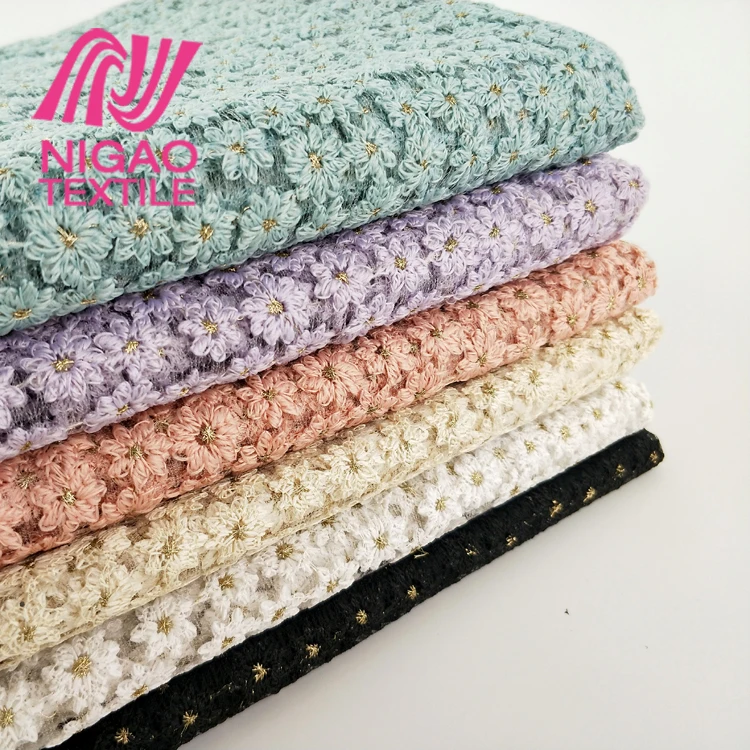 Новое поступление 2020, красочная красивая кружевная вышивка с маргаритками, ткань из вуали хорошего качества