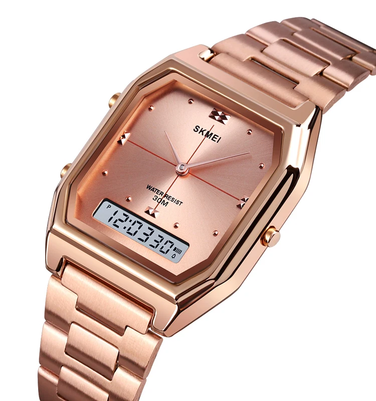 SKMEI 2258 MEN DUAL TIME WATCH SQUARE DIAL DIGITAL WATCH