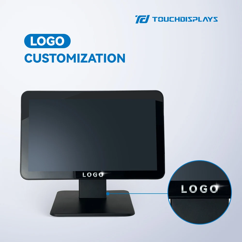 TouchDisplays 15.6 inch touch cash machine waterproof cash register dual screen pos supermarket pos system