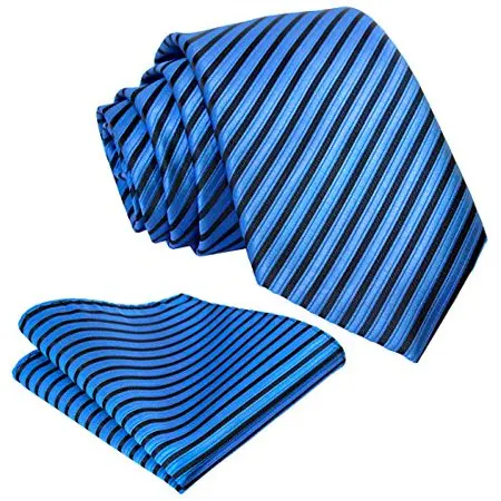 classic dark green and black striped silk neck tie and pocket square set with  quality qssurance