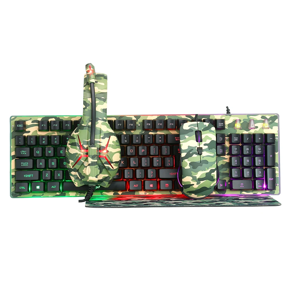 2021 Новые 4 в 1 цвета камуфляжа версия рождённые побеждать (клавиатура и мышь комбо светодиодные игровая клавиатура и мышь комбо для оптовых продаж