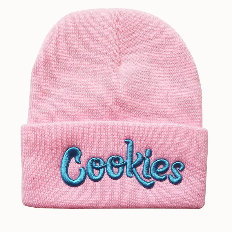 Hot selling letters Cookies embroidered knitted hat winter woolen warm hat