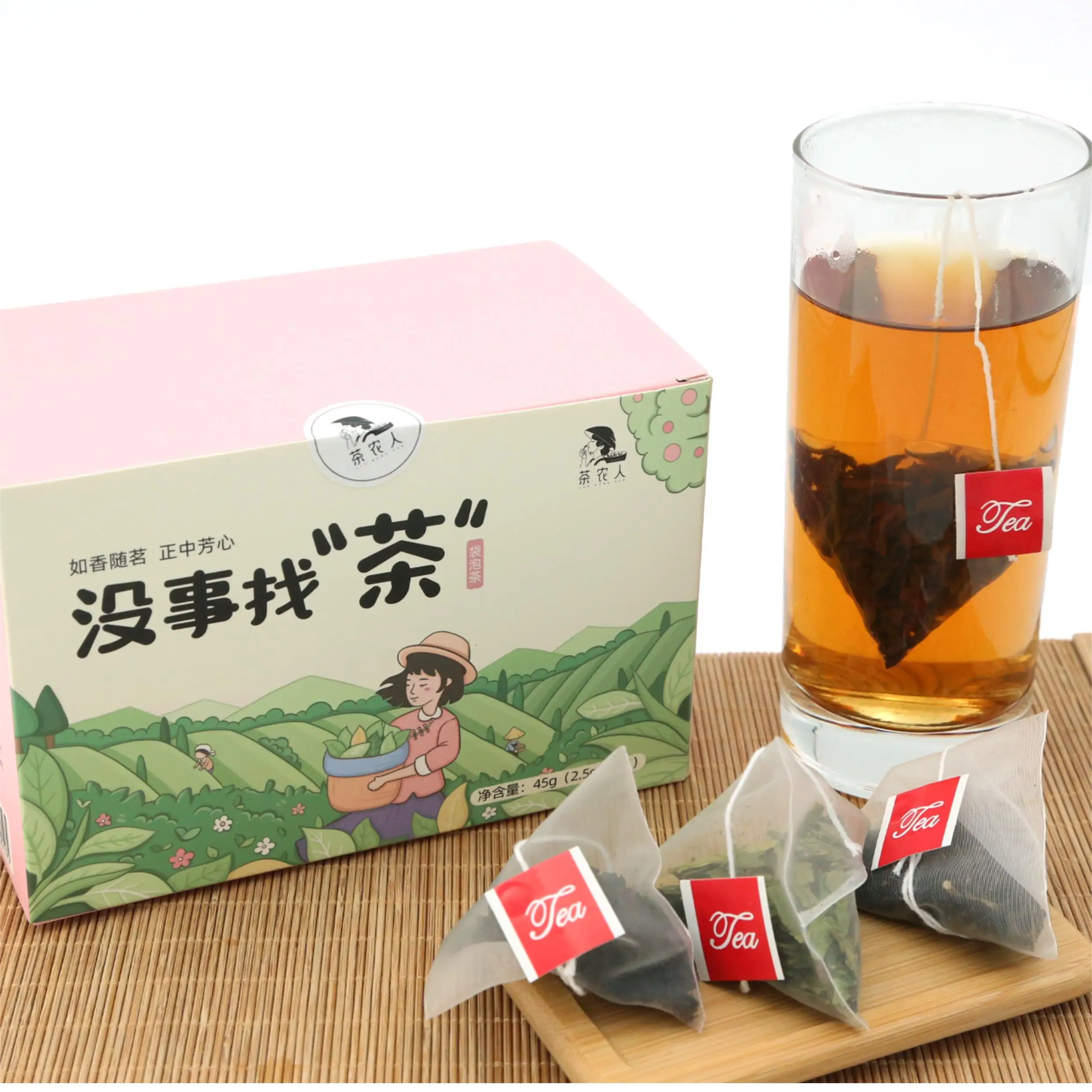 heat seal pyramid herbal biodegradable disposable pyramide tea bags with black tea