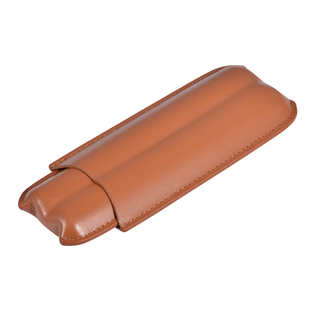 P-787 2-Палец PU кожаный портсигар 2 трубки для сигар с длинными