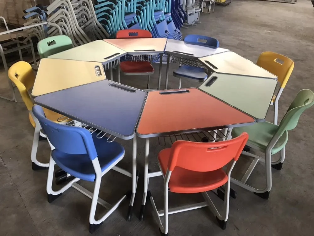 metal stackable modern plastic desk chairs training room children student office school chairs with writing pad tablet