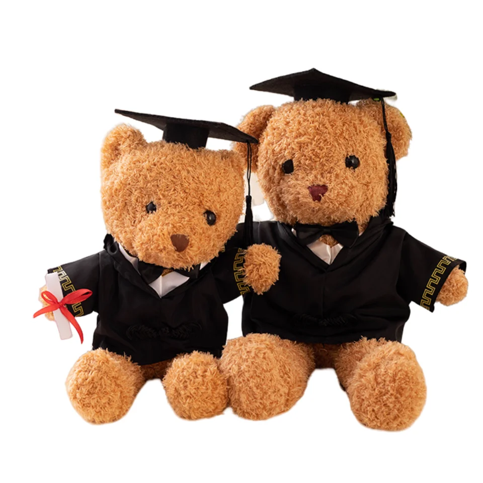 Factory low MOQ Custom size Label style Cute stuffed toy bear Custom logo Cute little teddy bear skin Graduate Doctor Bear