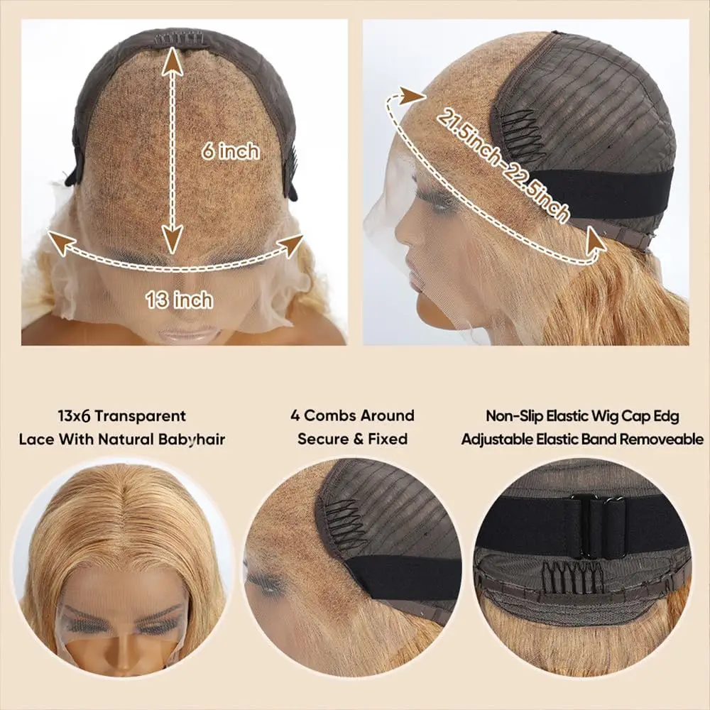 Honey Blonde Wig Human Hair 13x4 13X6 Lace Front Wigs Human Hair Pre Plucked 180% Density Blonde Body Wave Wig Human Hair