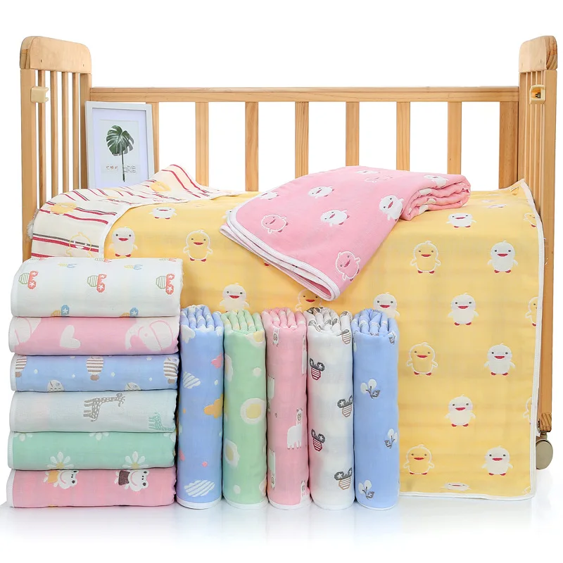 100% 6 Layers Muslin Cotton Baby Bath Towel Baby Hand Towel Newborn Face Towel Cotton Gauze Washcloth Handkerchief