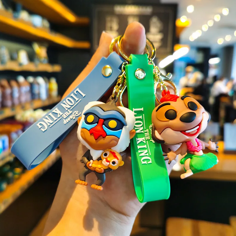 The Lion King Keychains Kawaii Simba Pumbaa Timon Keyring Car Key Ring Cosplay Phone Handbag Ornament Kids Jewelry Gifts
