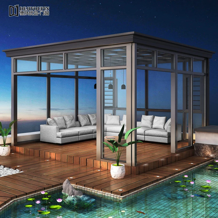 Aluminum Prefabricated Tempered Glass house Sunroom