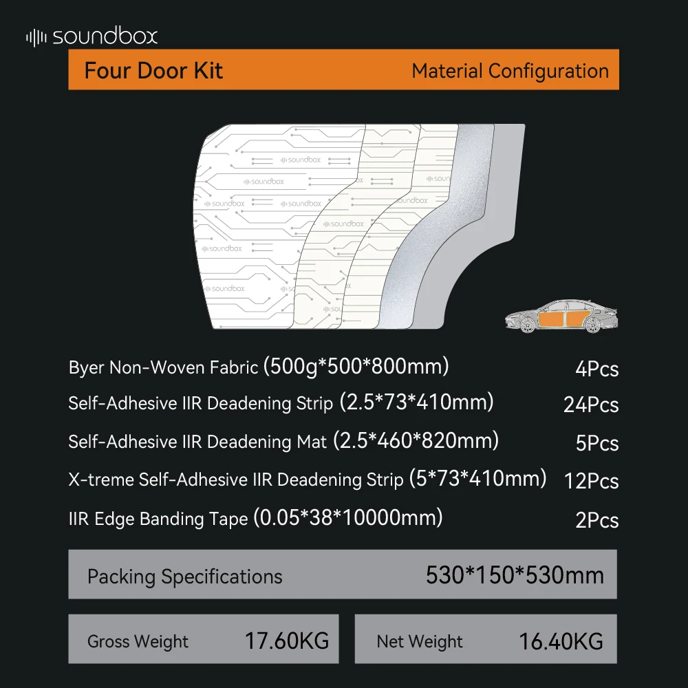 Lastst 53*12*53 CM ECO-friendly sheet butyl rubber, soundproofing materials for Hood Kit/