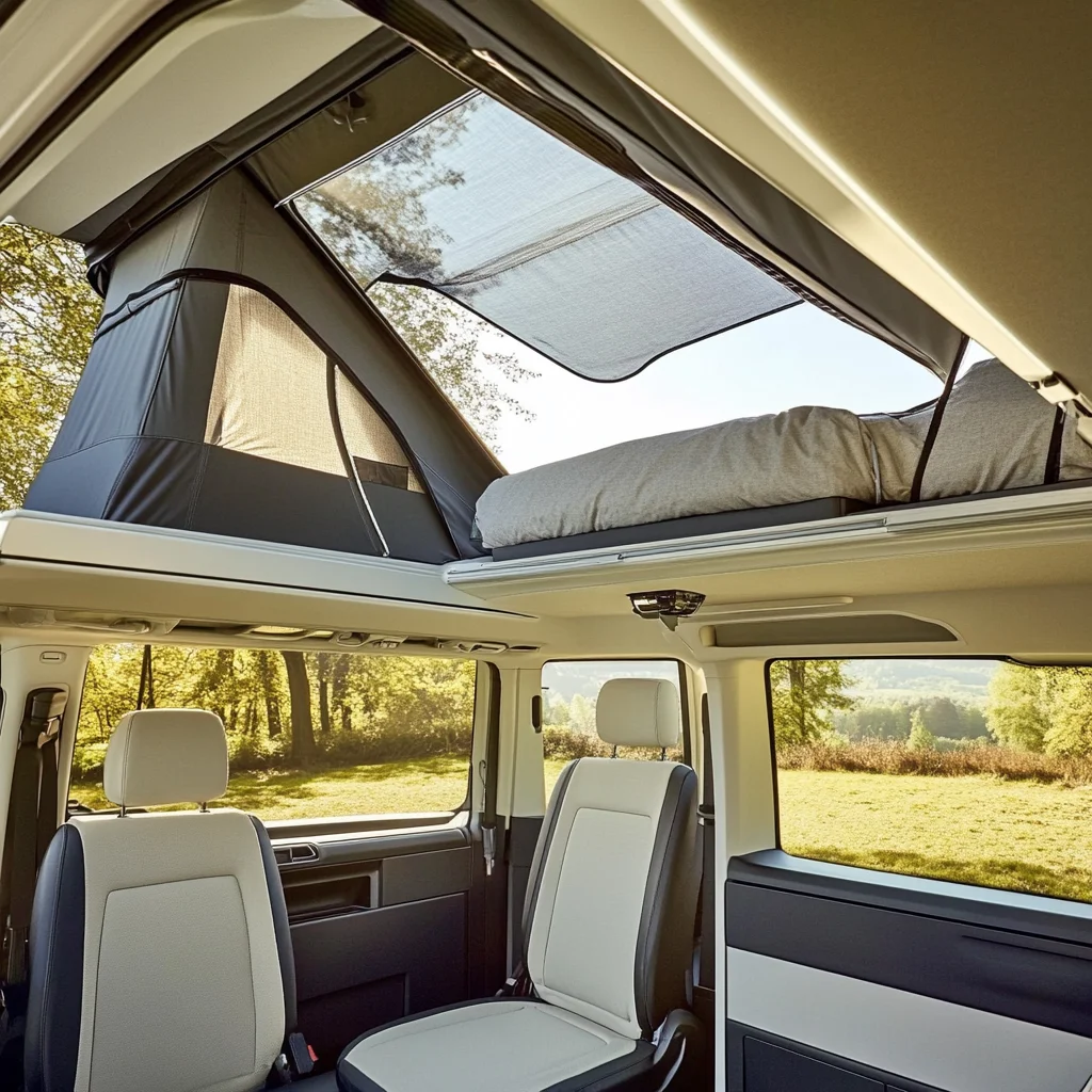 vw transporter t5 t6 camping accessories rooftop tent softshell camper van