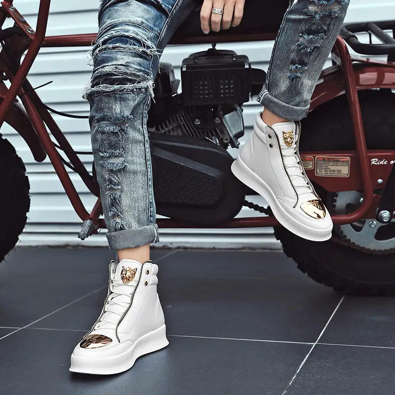 Europe And America Fashion Luxury Men Sports Casual Sneakers High Quality Casual Shoes Men High-top Leather Boots For Men